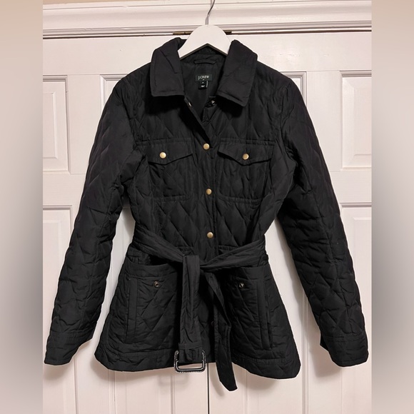 JCrew everyday quilted, belted jacket
